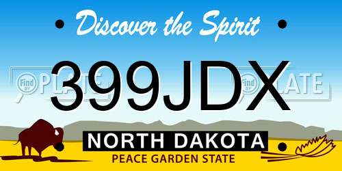 399JDX North Dakota License Plate