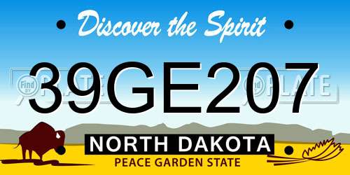 39GE207 North Dakota License Plate