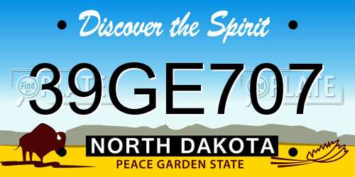 39GE707 North Dakota License Plate