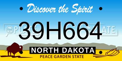 39H664 North Dakota License Plate