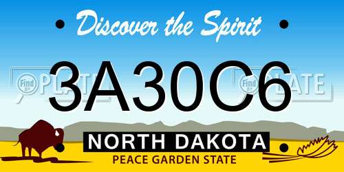 3A30C6 North Dakota License Plate