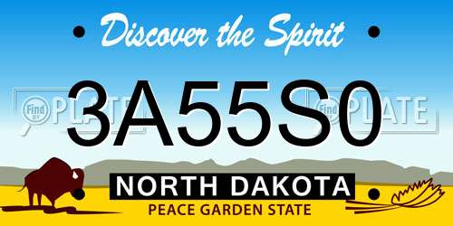 3A55S0 North Dakota License Plate