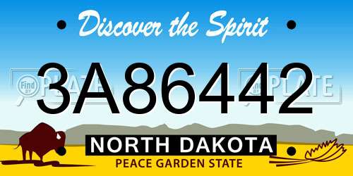 3A86442 North Dakota License Plate