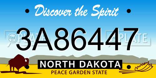 3A86447 North Dakota License Plate