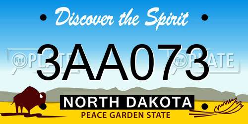 3AA073 North Dakota License Plate