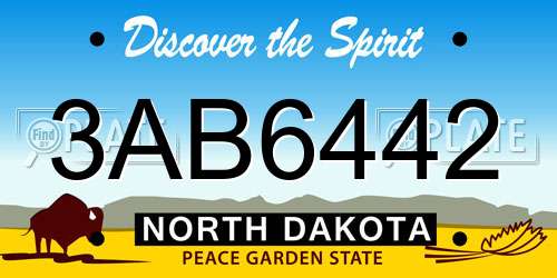 3AB6442 North Dakota License Plate