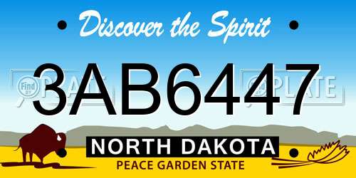3AB6447 North Dakota License Plate