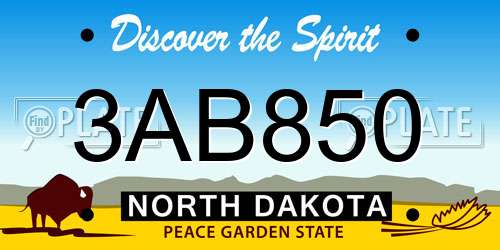 3AB850 North Dakota License Plate