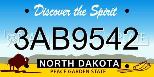 3AB9542 North Dakota License Plate
