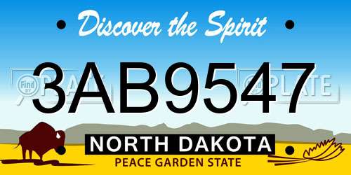3AB9547 North Dakota License Plate