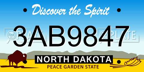 3AB9847 North Dakota License Plate