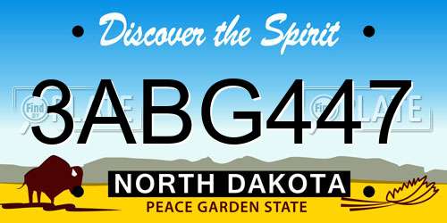 3ABG447 North Dakota License Plate