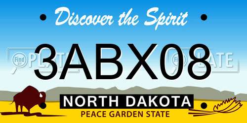 3ABX08 North Dakota License Plate