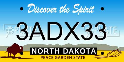 3ADX33 North Dakota License Plate