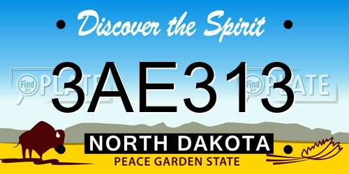 3AE313 North Dakota License Plate
