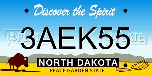 3AEK55 North Dakota License Plate