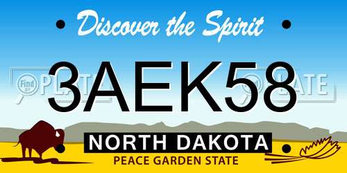 3AEK58 North Dakota License Plate