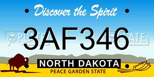 3AF346 North Dakota License Plate