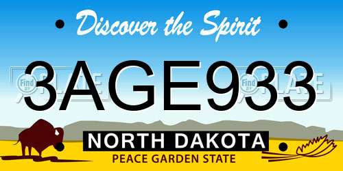 3AGE933 North Dakota License Plate