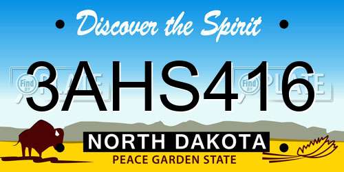 3AHS416 North Dakota License Plate