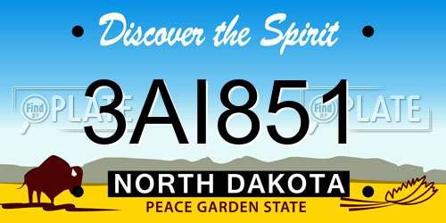 3AI851 North Dakota License Plate