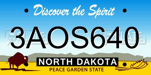 3AOS640 North Dakota License Plate