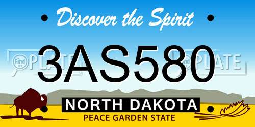 3AS580 North Dakota License Plate