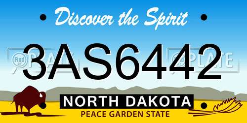3AS6442 North Dakota License Plate