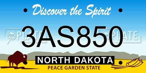 3AS850 North Dakota License Plate