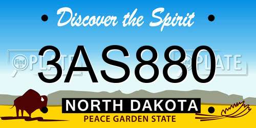 3AS880 North Dakota License Plate