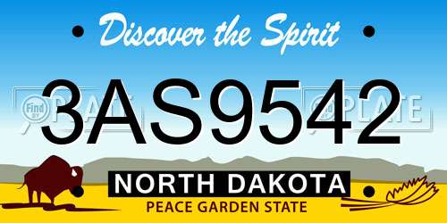 3AS9542 North Dakota License Plate
