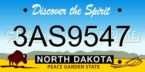 3AS9547 North Dakota License Plate