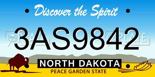 3AS9842 North Dakota License Plate