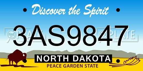 3AS9847 North Dakota License Plate