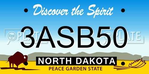 3ASB50 North Dakota License Plate