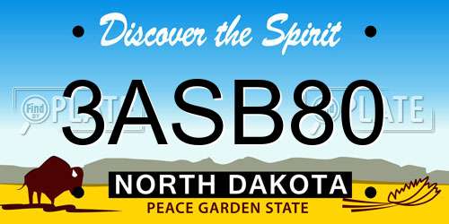 3ASB80 North Dakota License Plate