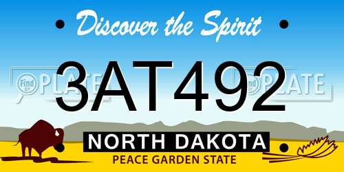 3AT492 North Dakota License Plate
