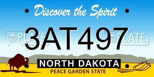 3AT497 North Dakota License Plate