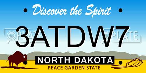 3ATDW7 North Dakota License Plate