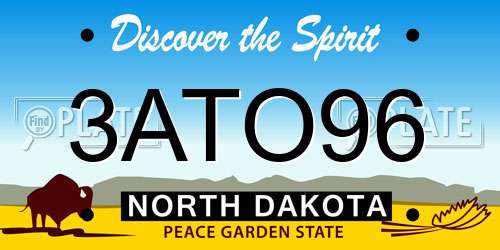 3ATO96 North Dakota License Plate