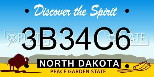 3B34C6 North Dakota License Plate