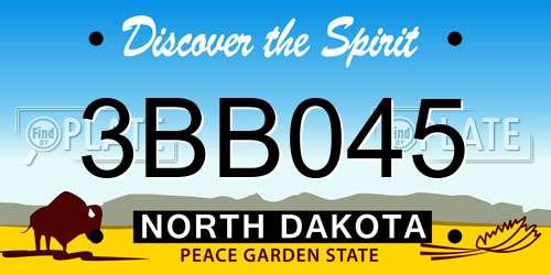 3BB045 North Dakota License Plate