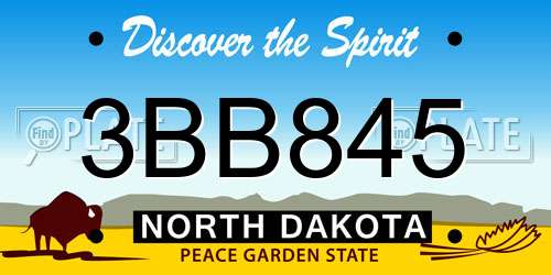 3BB845 North Dakota License Plate
