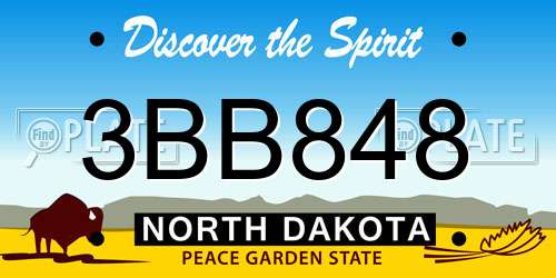 3BB848 North Dakota License Plate
