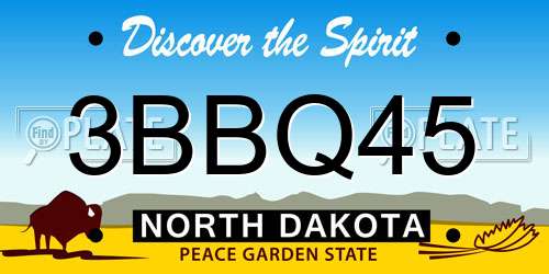 3BBQ45 North Dakota License Plate