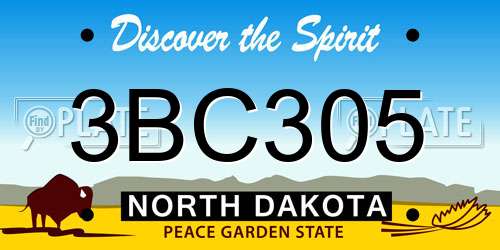 3BC305 North Dakota License Plate