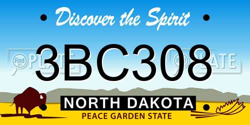 3BC308 North Dakota License Plate