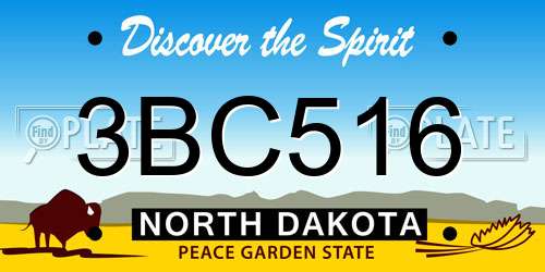 3BC516 North Dakota License Plate