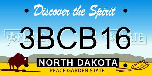 3BCB16 North Dakota License Plate