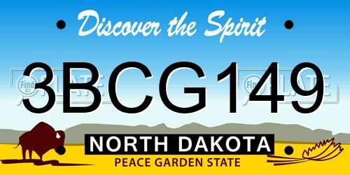 3BCG149 North Dakota License Plate